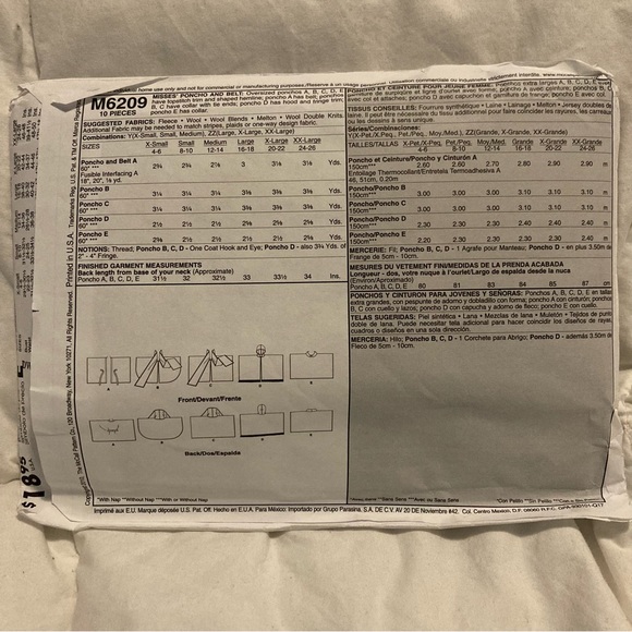 McCall’s Sewing Pattern 6209 - Picture 3 of 3